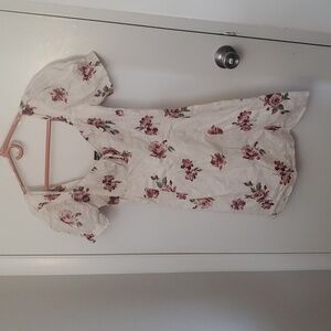 Sequin Hearts White and Pink Floral Mini Dress